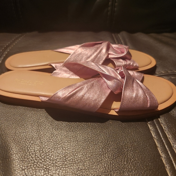 Rachel Zoe Metallic Pink Leather Knot Flat Sandal - Picture 8 of 9